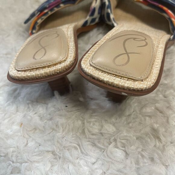 Sam Edelman Darcie multicolor satin fabric slip on Kitten-Heel Sandals SZ9M - Picture 7 of 11